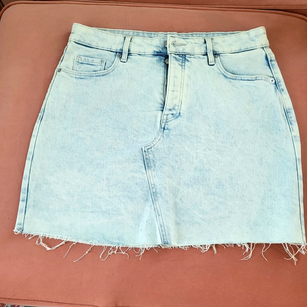 Whitewash denim mini skirt